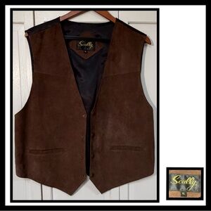 Scully Suede Leather Waistcoat Vest Men's Medium Dark Brown Snap Western